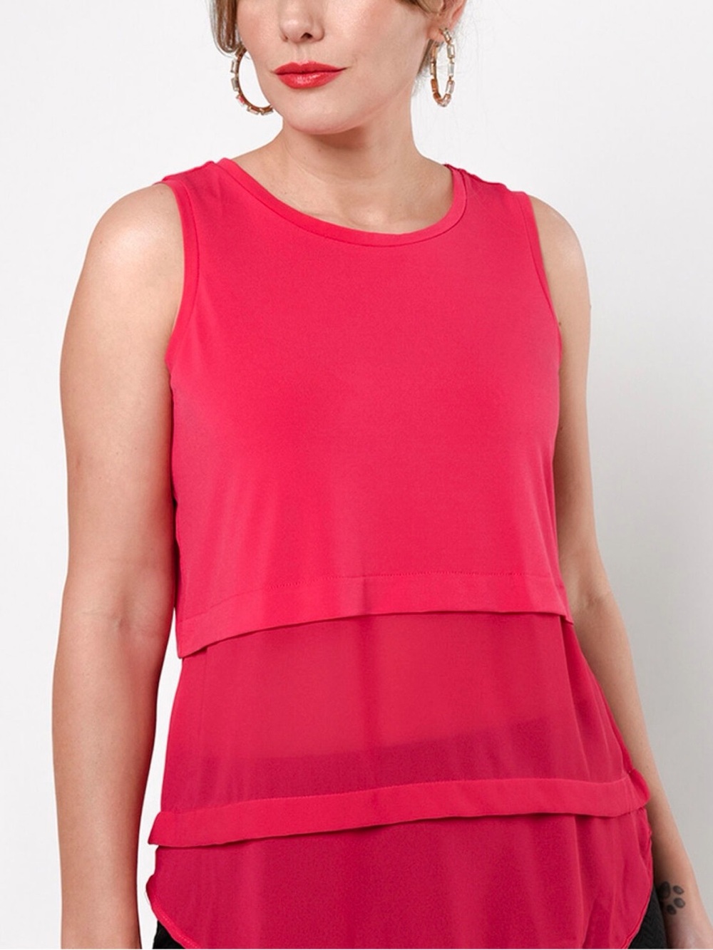 Michael Kors Hot Pink tiered sleeveless blouse